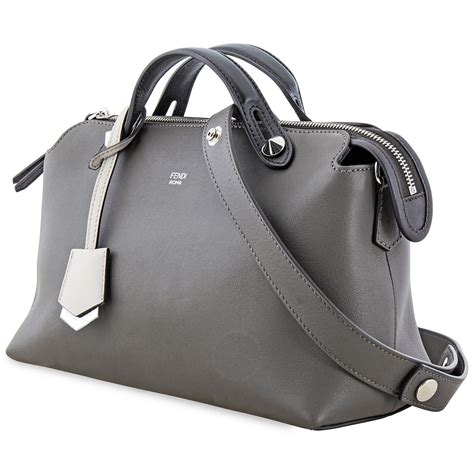 Fendi Ladies By The Way Grey Leather Boston Bag 8BL124